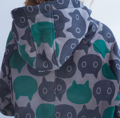 Long Thick Hooded Printed Sweater for Women