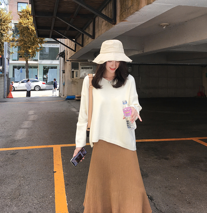 V-Neck Knit Sweater for Women