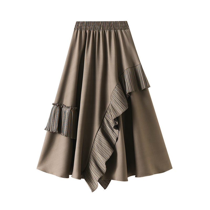 Mid-Length Slim A-Line Umbrella Skirt