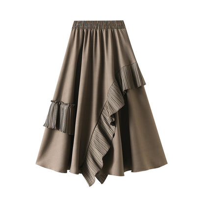 Mid-Length Slim A-Line Umbrella Skirt