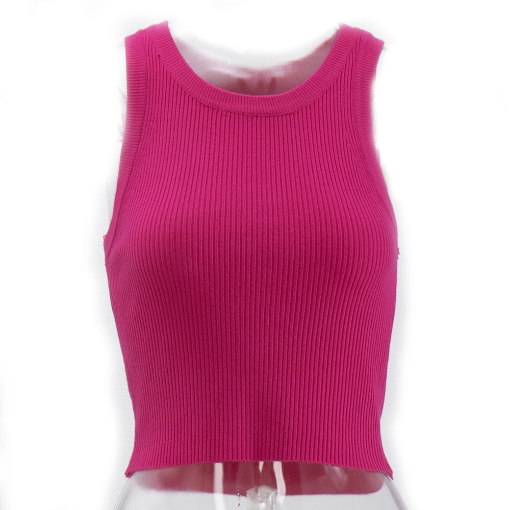 Women’s Knitted Vest - Summer 2023 Solid Color Top