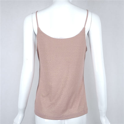 Gold Foil Sexy Loose V-Neck Camisole for Women