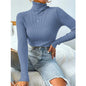 High Neck Knitted Pullover Sweater for Women