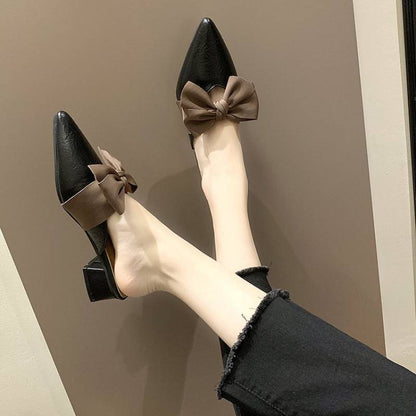 Spring Women's Korean Style Pointed Flat Half Slippers