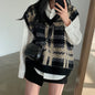 Plaid Knitted Vest Top for Women - Loose Sweater Style