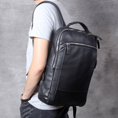 Handmade Leather Backpack for Men - Cowhide Travel Bag