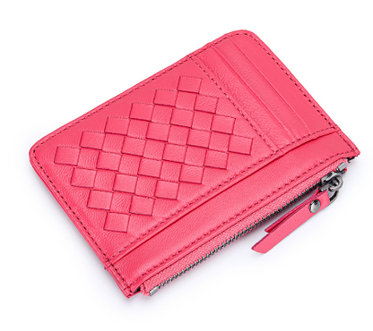 Ultra-Thin Woven Leather Card Holder for Ladies
