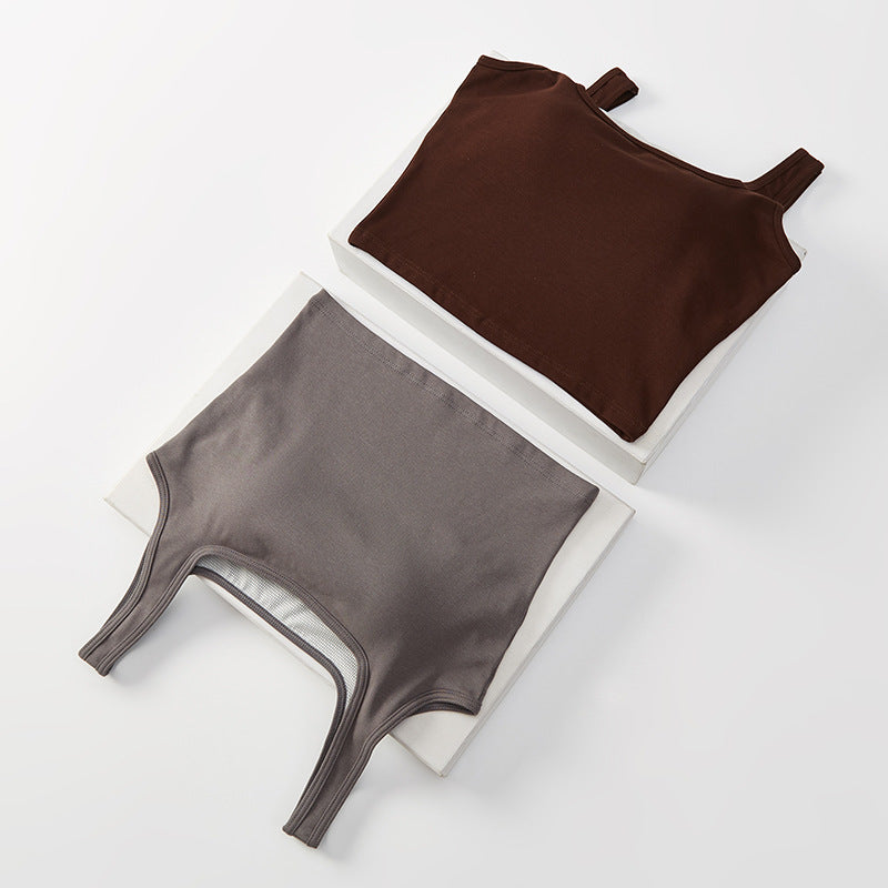 Cropped Sleeveless Top with Built-in Bra for Women