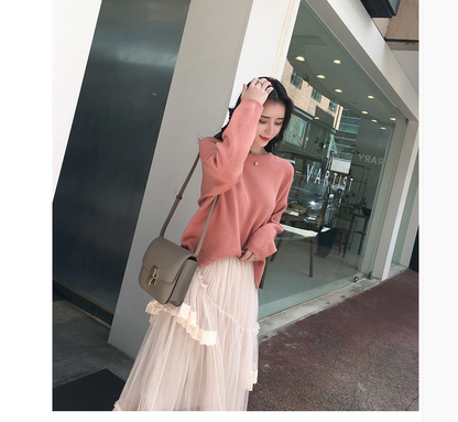 V-Neck Knit Sweater for Women