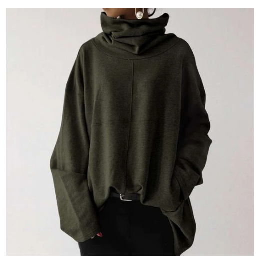 Loose High Neck Pullover Sweater for Women