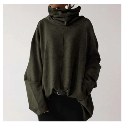 Loose High Neck Pullover Sweater for Women