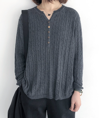 Casual Cotton Knitted Sweater for Women
