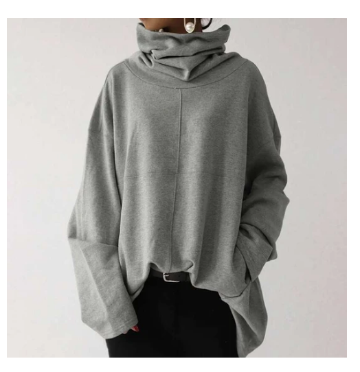 Loose High Neck Pullover Sweater for Women