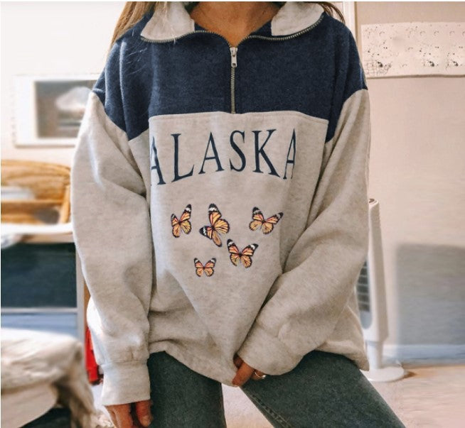 Printed Long-Sleeved Blouse Sweater for Women