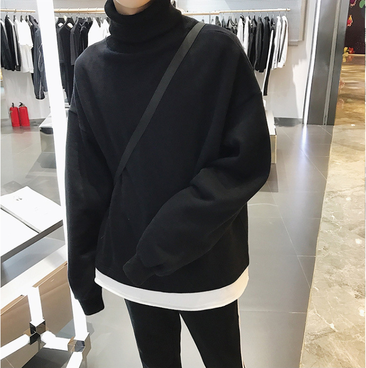 Fleece Lined High Collar Hoodie for Men