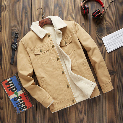 Men's Cargo Jacket in Lamb Wool and Fleece