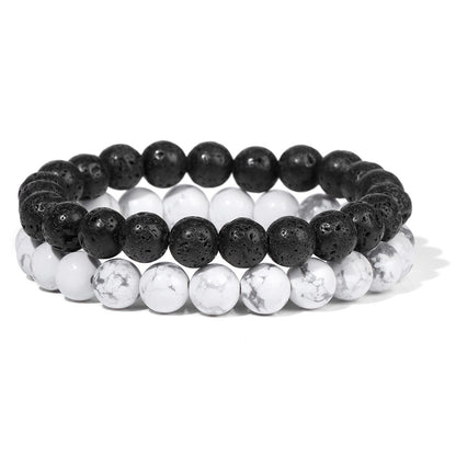Men's Retro 8mm Natural Stone Bead Bracelet