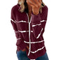 Striped Printed Loose Hooded Sweater for Women