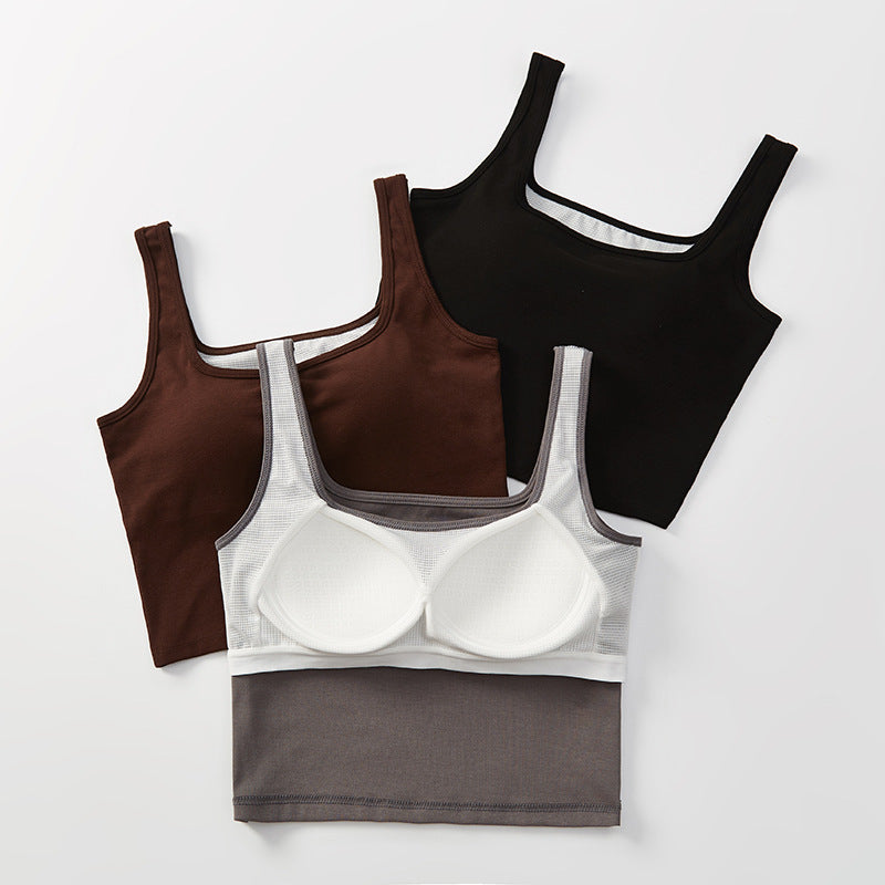 Cropped Sleeveless Top with Built-in Bra for Women