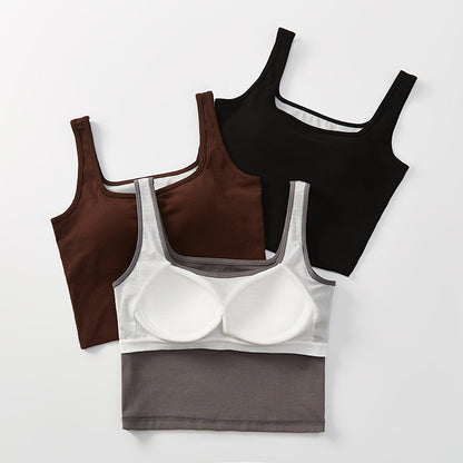 Cropped Sleeveless Top with Built-in Bra for Women