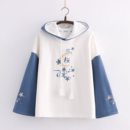 Alphabet Color Matching Hooded Sweater for Women