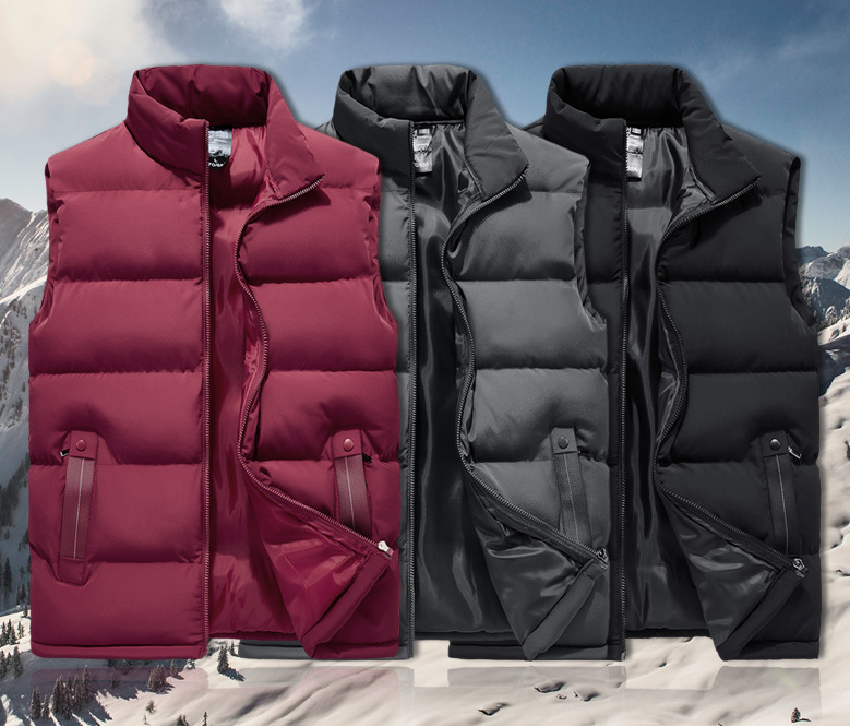 Men's Thick Warm Vest with Stand Collar for Fall/Winter