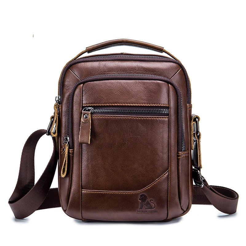 Retro Vertical Square Bag for Men in Cowhide
