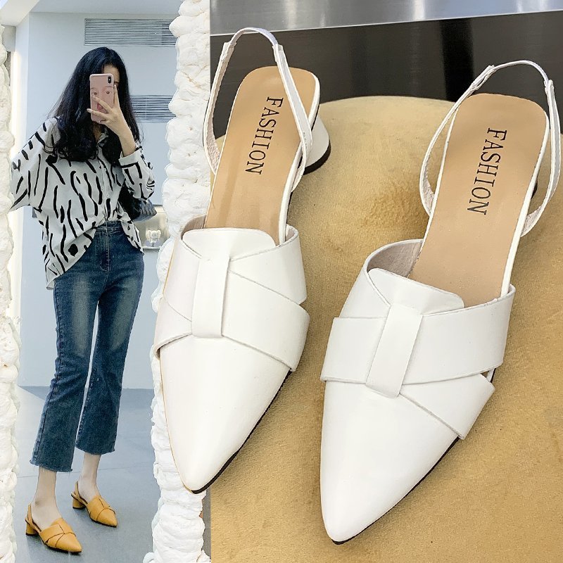 Stylish Chunky Heeled Pointed-Toe Women's Shoes