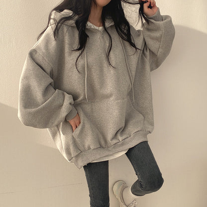 Fleece-lined Hooded Pullover Sweater for Women