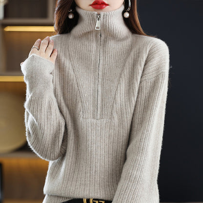Women's Merino Wool Thick Turtleneck Sweater