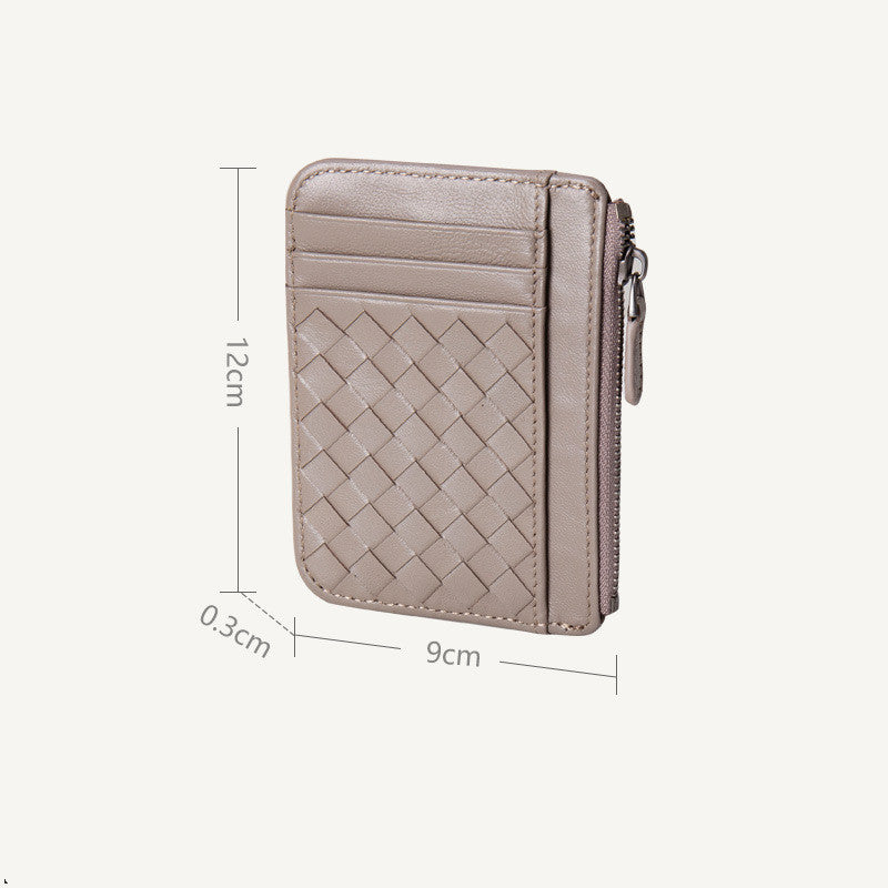 Ultra-Thin Woven Leather Card Holder for Ladies