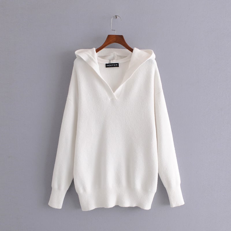 Soft Solid Color Knitted Sweater for Women