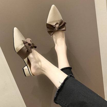 Spring Women's Korean Style Pointed Flat Half Slippers