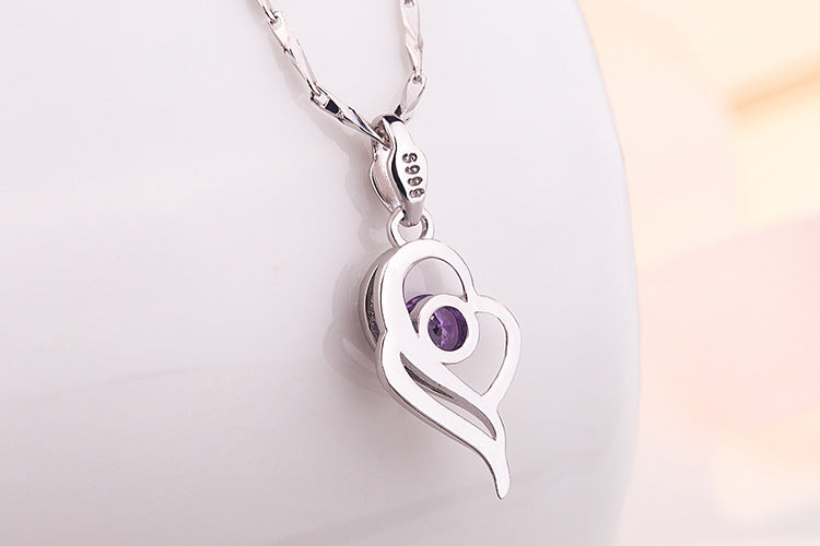 925 Silver Necklace with Zircon Pendant Jewelry