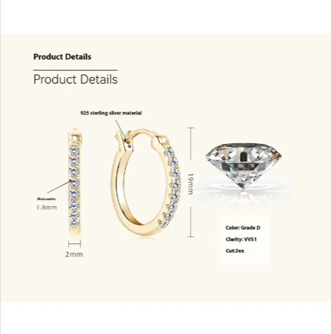 S925 Moissanite Stud Earrings