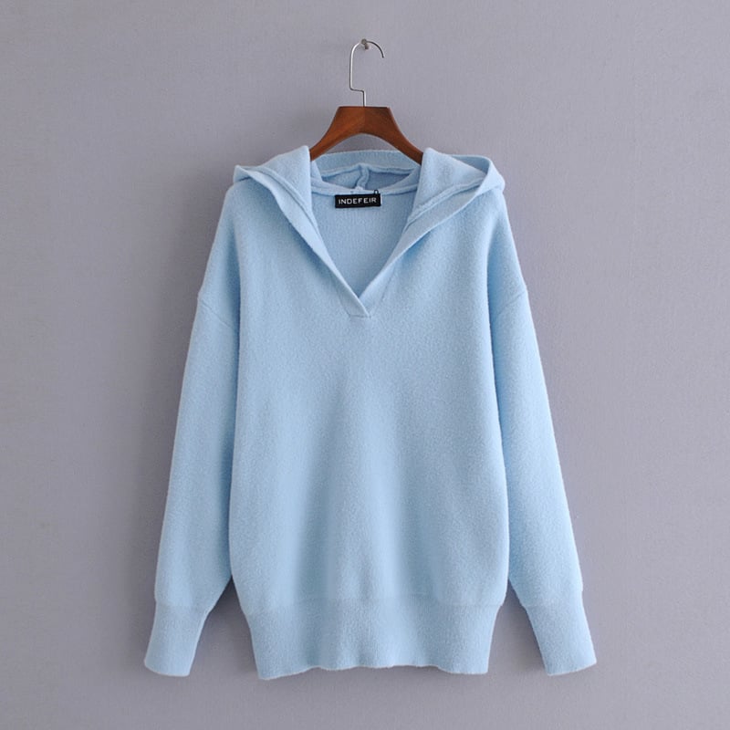 Soft Solid Color Knitted Sweater for Women