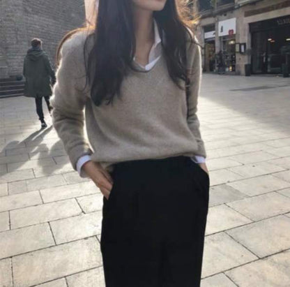Japanese Style V-neck Sweater for Women