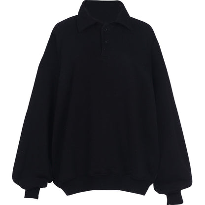 Loose Retro Profile Polo Sweater for Women
