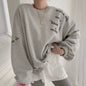 Loose Letter Print Pullover Sweater for Women