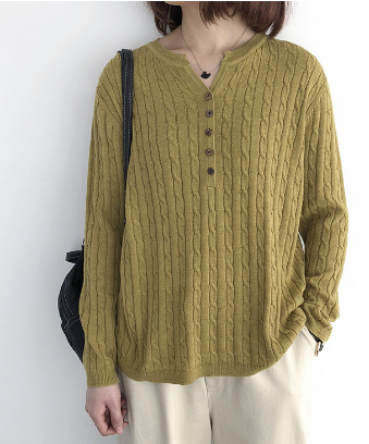 Casual Cotton Knitted Sweater for Women