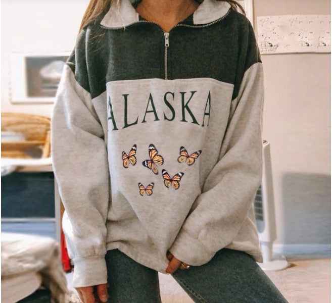 Printed Long-Sleeved Blouse Sweater for Women