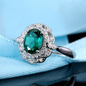 Emerald Women's Adjustable S925 Silver Ring