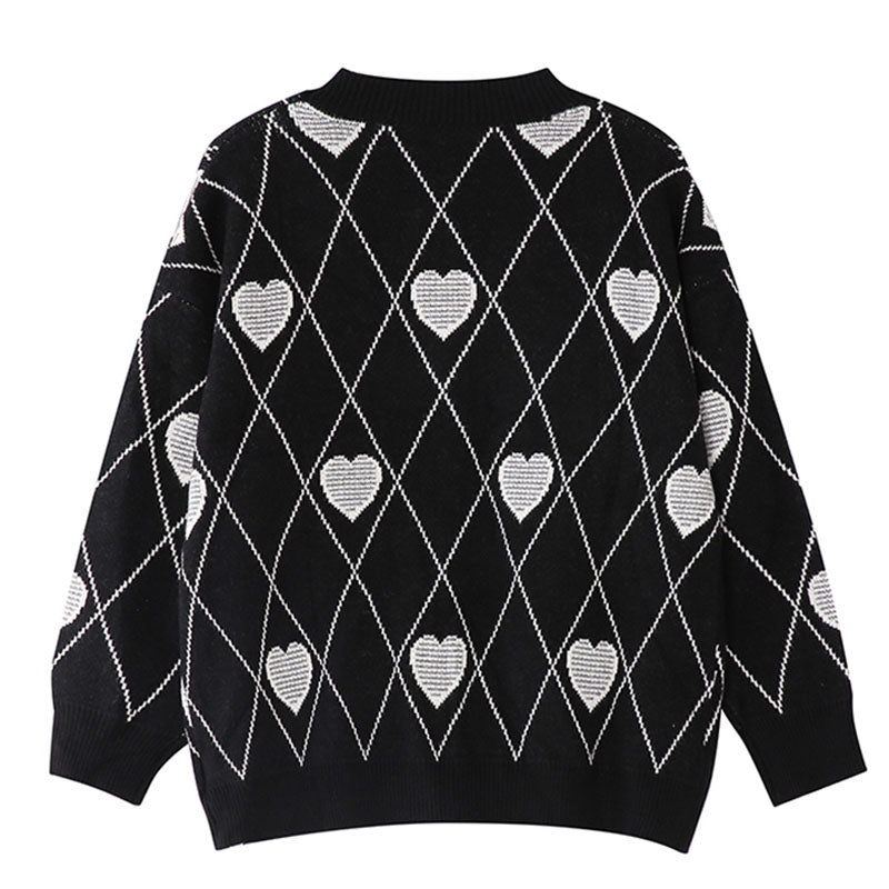 Heart Jacquard Loose Sweater for Women