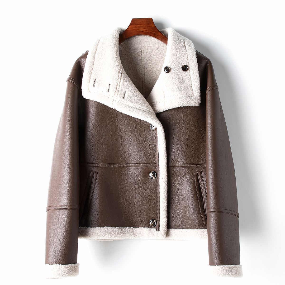 Grain Leather Coat