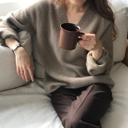 Japanese Style V-neck Sweater for Women