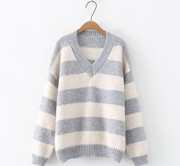 Vintage Striped Pullover Sweater for Women