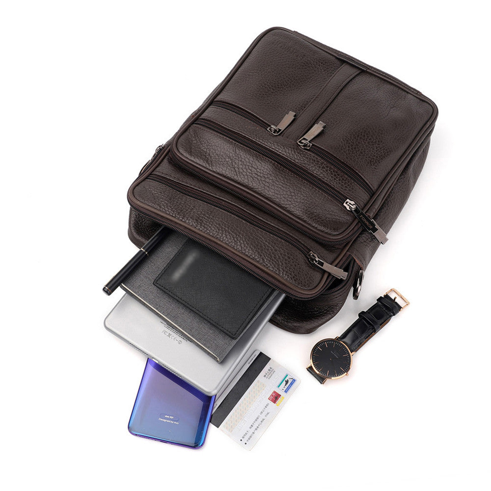 Genuine Leather Multifunctional Crossbody Bag for Men