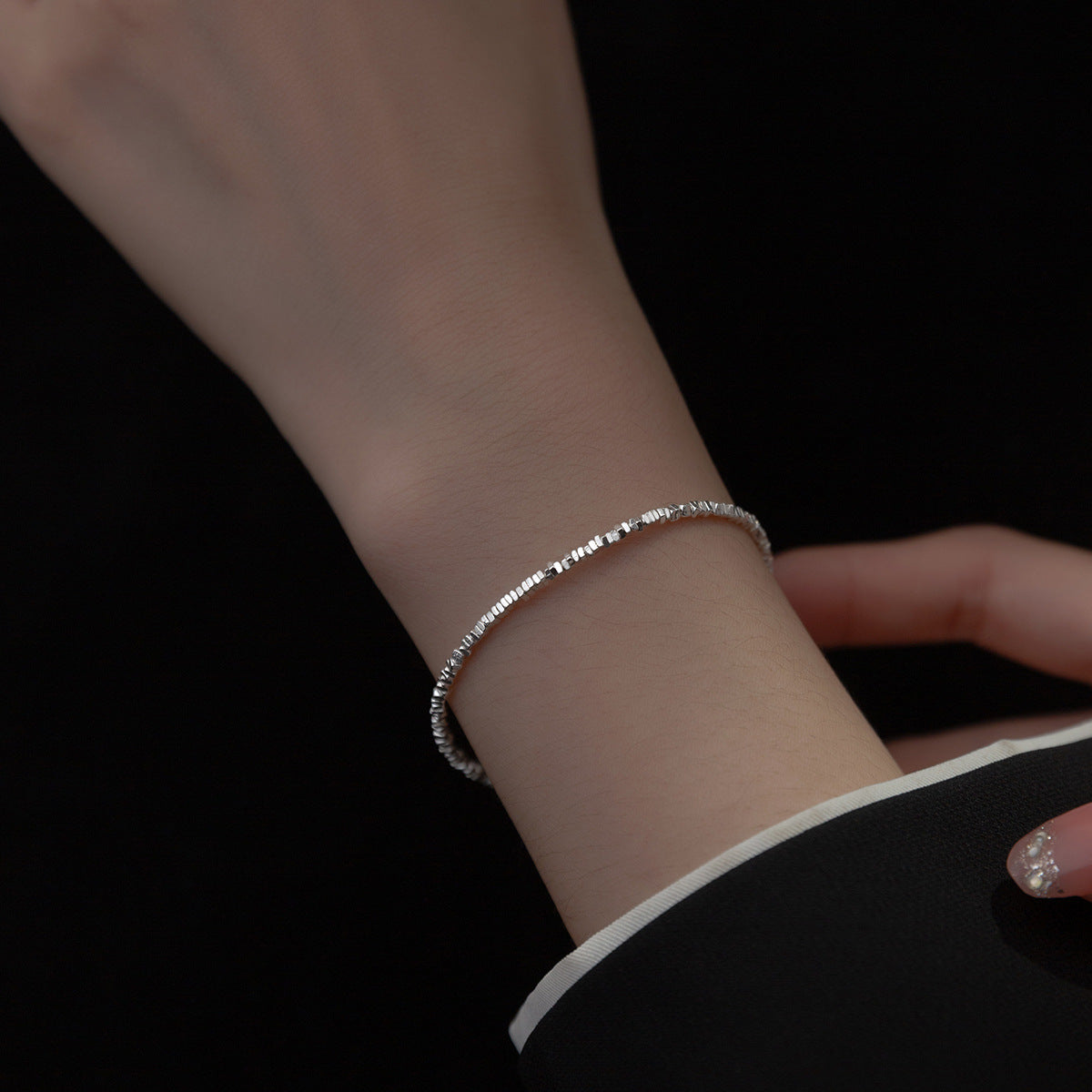 S925 Sterling Silver Irregular Simple Bracelet