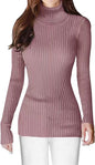 Fashionable Turtleneck Ribbed Sweater for Women