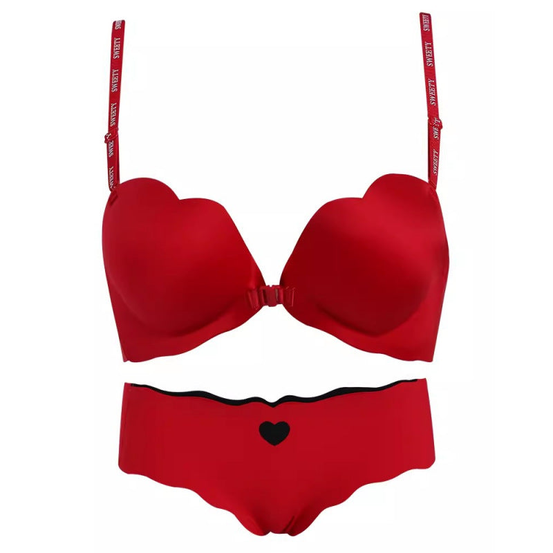 Seamless Push-Up Bra with Back Support and Color Block